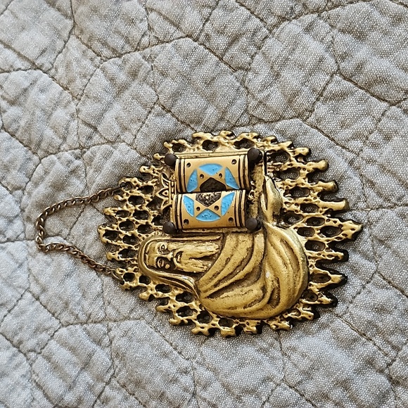 Jewish Judaica Moses Holding Ten Commandments Metal Wall Hanger, Israel - Picture 1 of 7